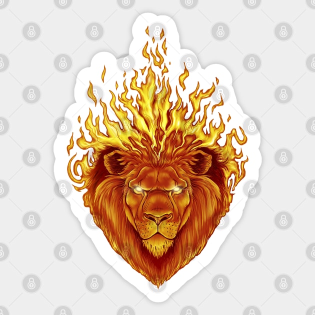 Lion Flaming Mane Sticker by Robbgoblin